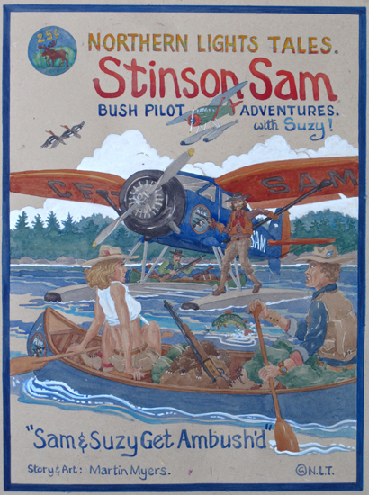 Pulp Art Cover of a Stinson Float Plane.
